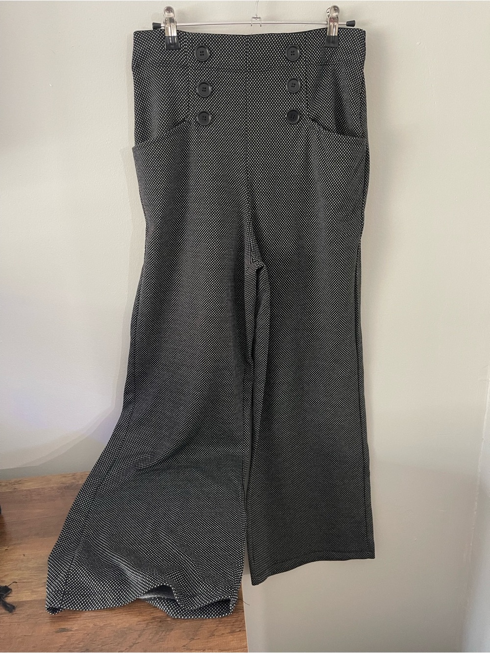 Max Studio Black & White Wide-Leg Sailor Pants